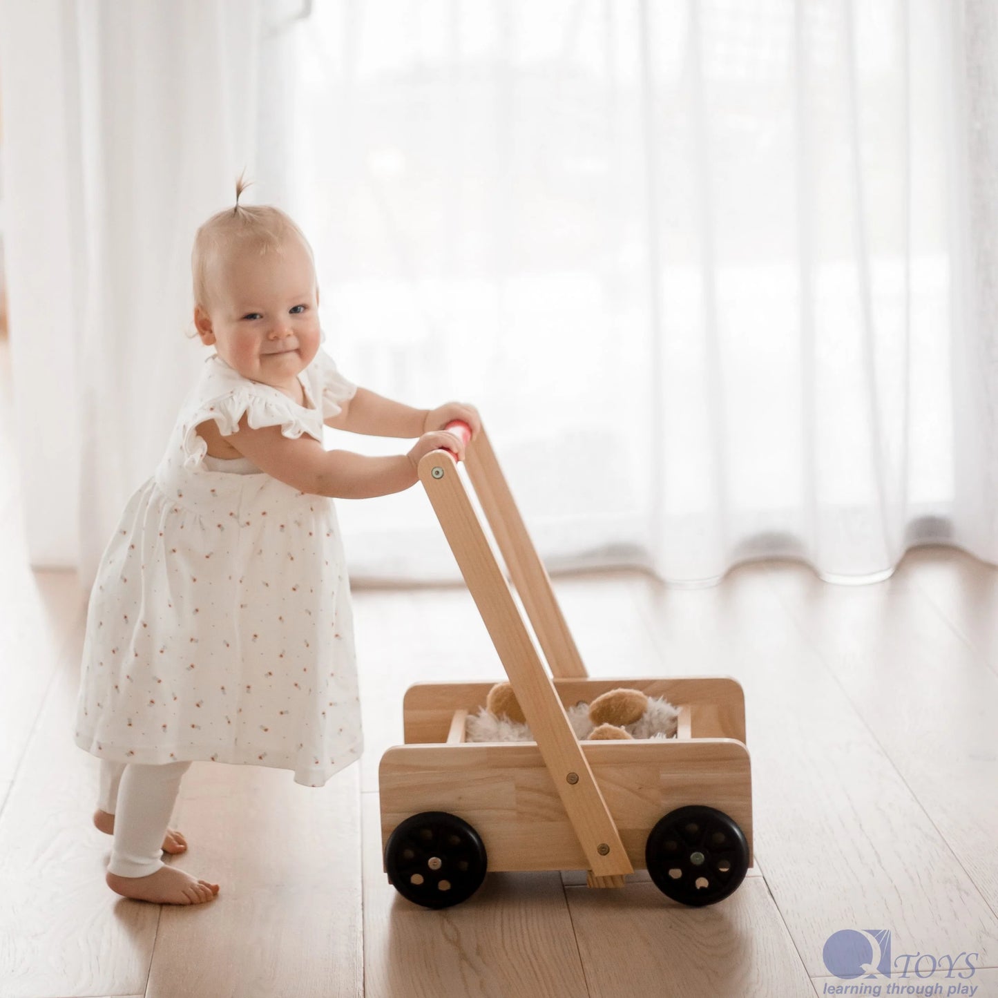 Wooden Classic Baby Walker - QToys | Wooden Toy NZ