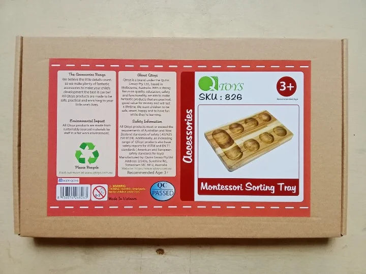 Wooden Montessori Sorting Tray - QToys | Wooden Toys NZ