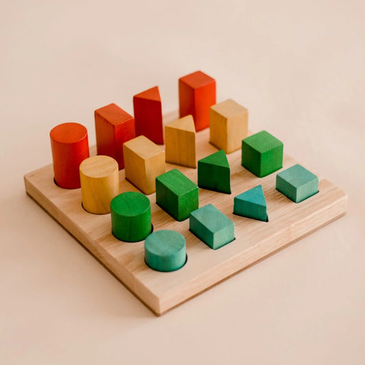 Size & Shape sorting wooden puzzle for toddlers by QToys