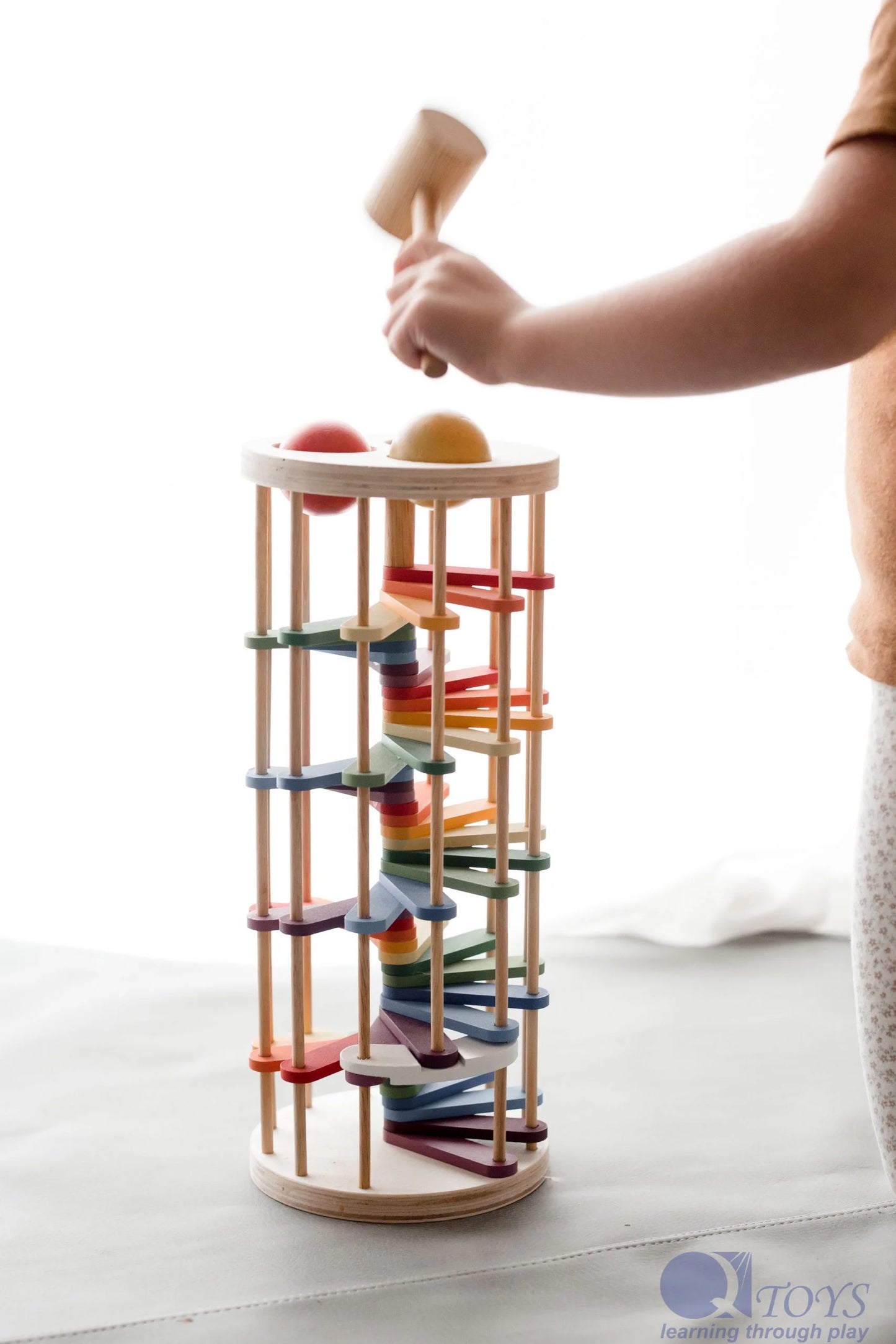 Pound a Ball Tower - QToys | Wooden Toy NZ