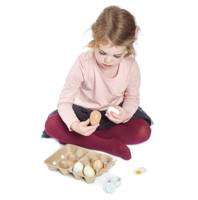 Wooden Eggs in Carton - Tender Leaf Toys | Play Food