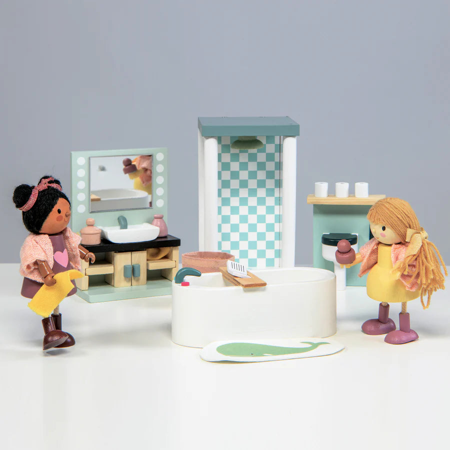 Wooden Doll House Bathroom Furniture Set – Tender Leaf Toys | Doll House Furniture NZ