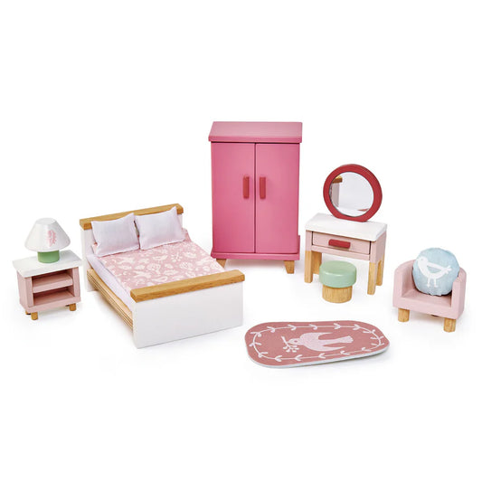 Wooden Doll House Bedroom Furniture Set - Tender Leaf Toys | Doll House Furniture NZ