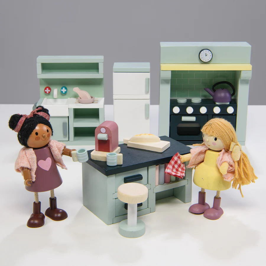 Wooden Doll House Kitchen Furniture Set - Tender Leaf Toys | Doll House Furniture NZ