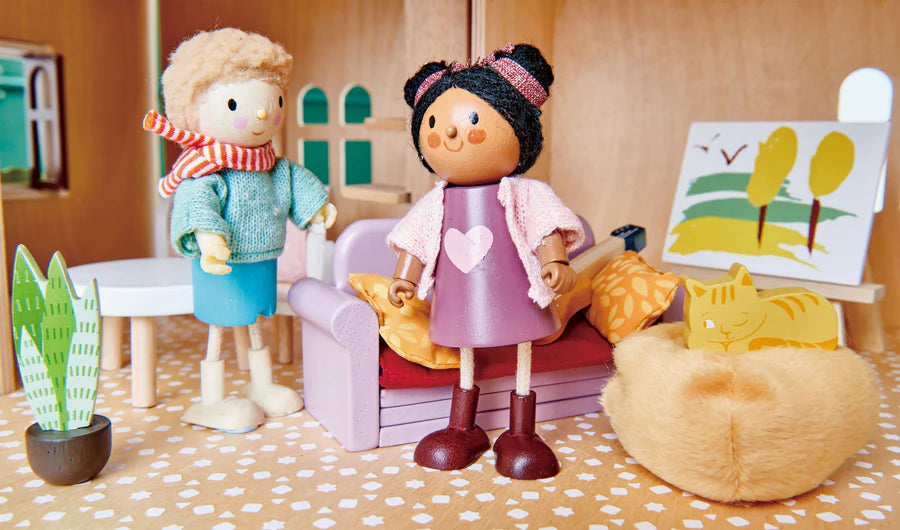 Ayana and Cat Wooden Doll – Tender Leaf Toys | Wooden Doll NZ