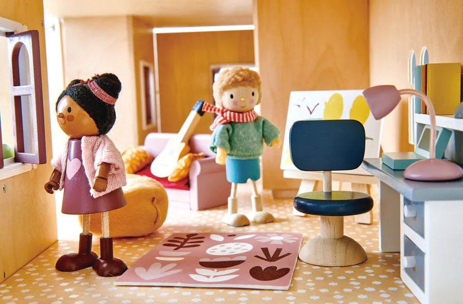 Wooden Dolls House Study Furniture Set - Tender Leaf Toys | Doll House Furniture NZ