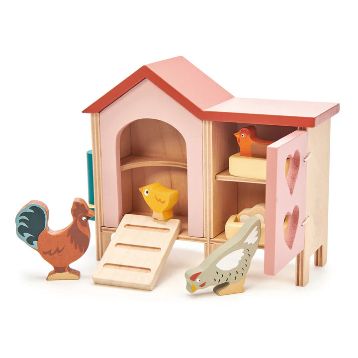 Wooden Chicken Coop Set - Tender Leaf Toys | Doll House Accessory NZ