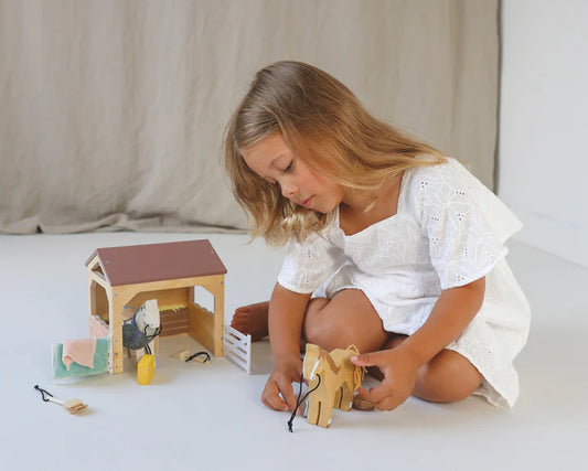 The Stables Wooden Horse Set - Tender Leaf Toys | Doll House Accessory NZ