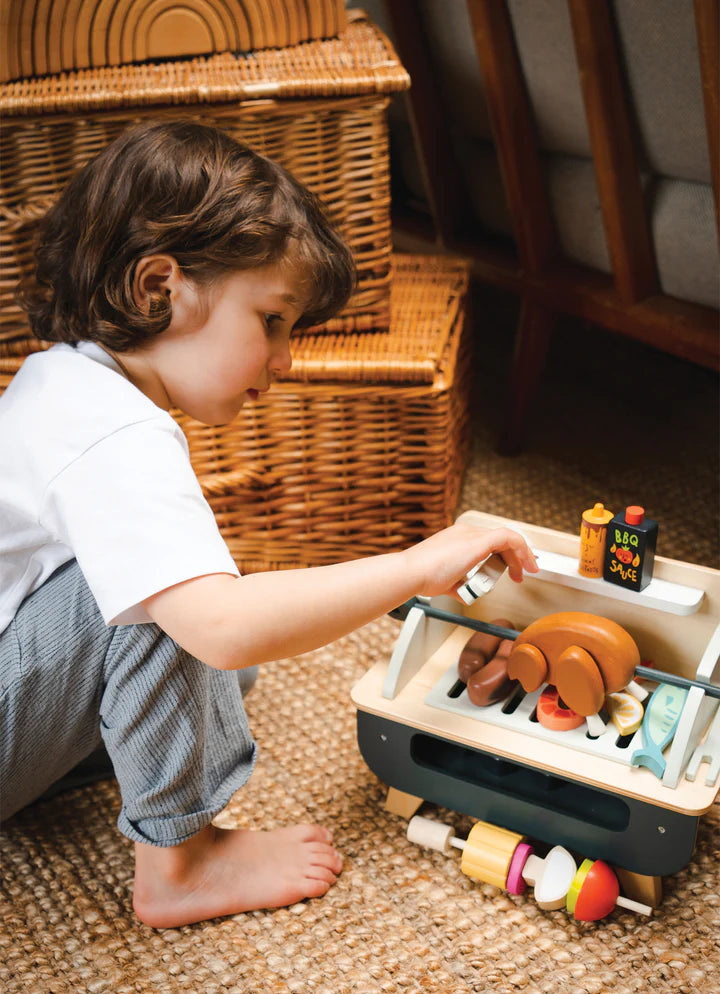 Wooden Barbeque Play Set - Tender Leaf Toys | Pretend Play Toys NZ