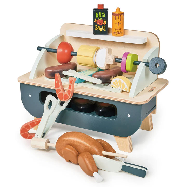 Wooden Barbeque Play Set - Tender Leaf Toys | Pretend Play Toys NZ