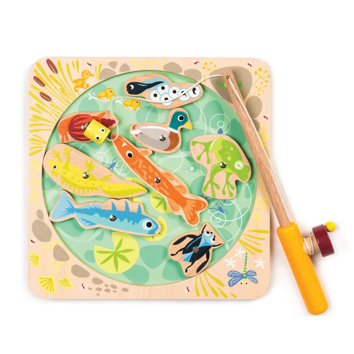 Pond Dipping Magnetic Fishing Puzzle - Tender Leaf Toys | Wooden Toy NZ