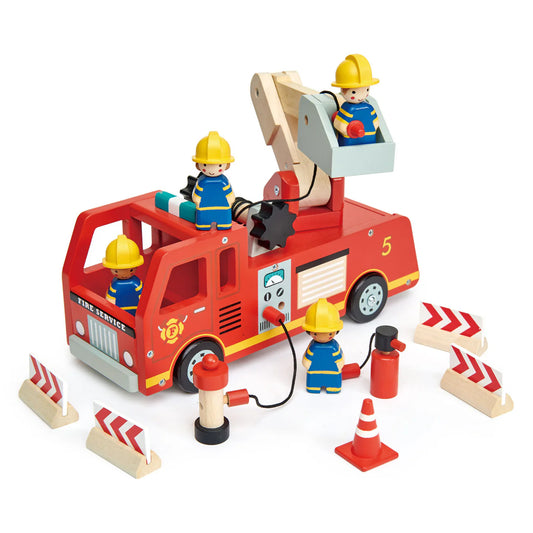 Wooden Fire Engine Rescue Set - Tender Leaf Toys | Wooden Toy NZ