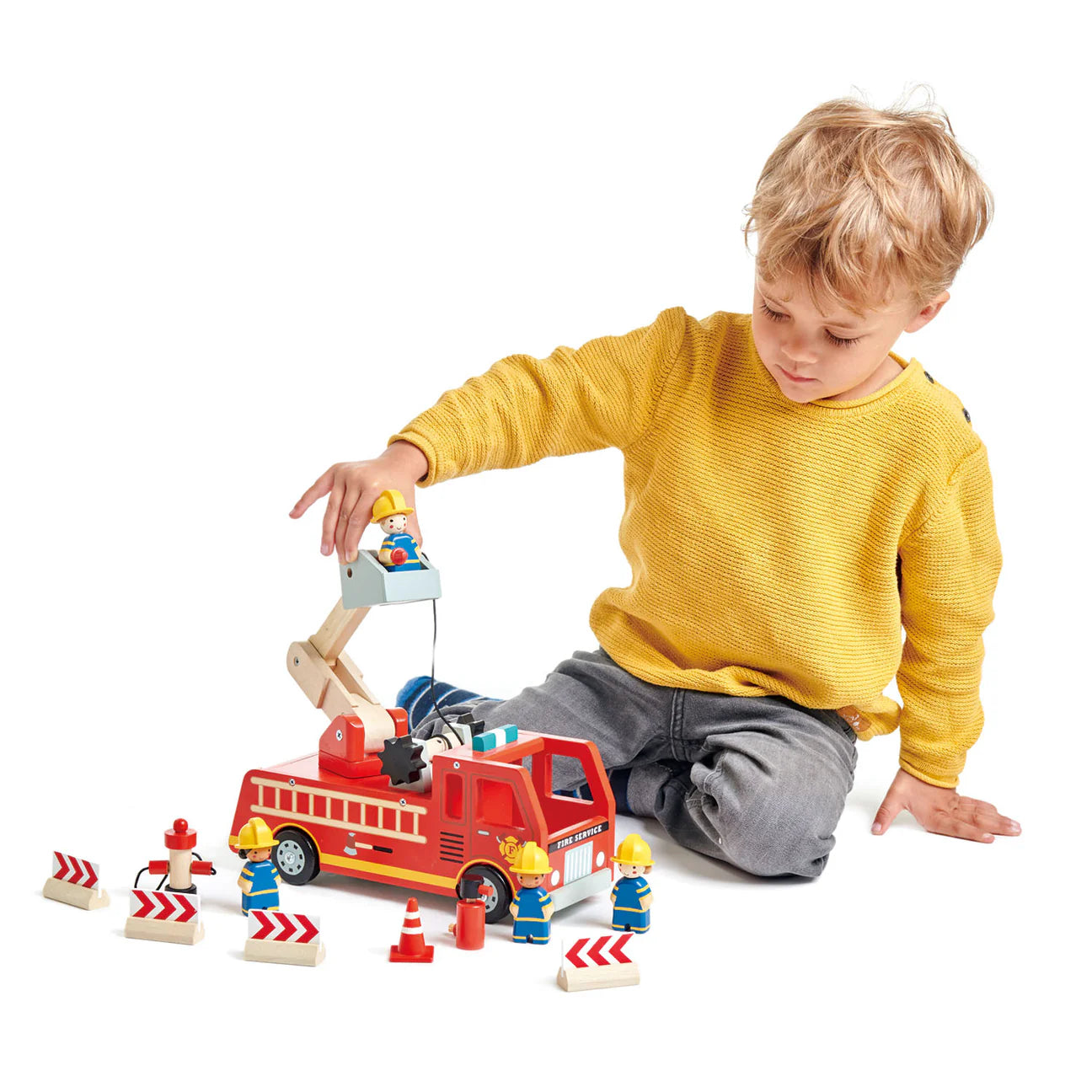 Wooden Fire Engine Rescue Set - Tender Leaf Toys | Wooden Toy NZ