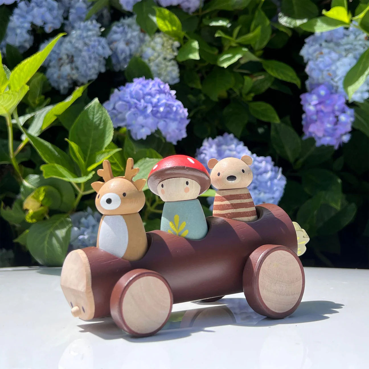 Timber Taxi Log Car - Tender Leaf Toys | Wooden Toy NZ