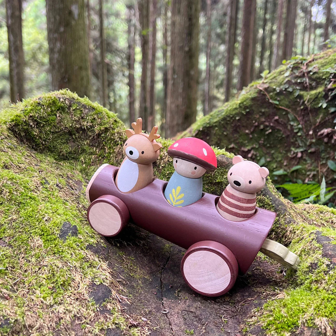Timber Taxi Log Car - Tender Leaf Toys | Wooden Toy NZ