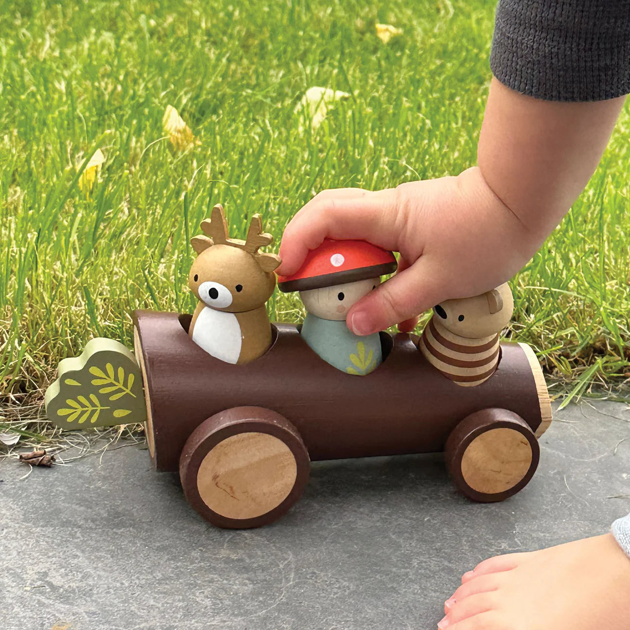 Timber Taxi Log Car - Tender Leaf Toys | Wooden Toy NZ