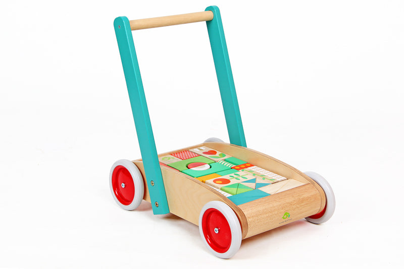 Wooden Wagon Walker with Blocks - Tender Leaf Toys | Wooden Toy NZ