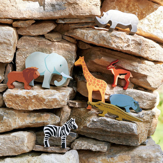 Wooden Safari Animal Set - Tender Leaf Toys | Wooden Toys NZ