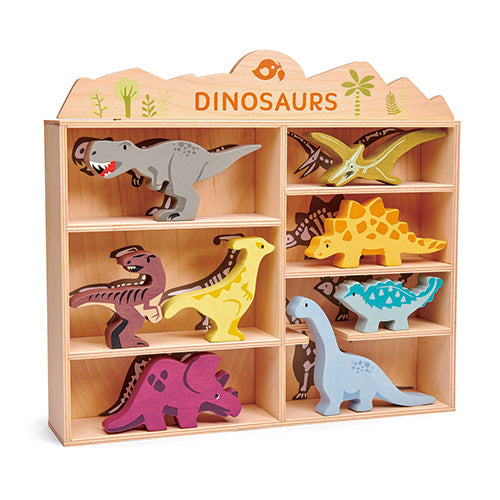 Wooden Dinosaur Toy Set with Display Unit - Tender Leaf Toys