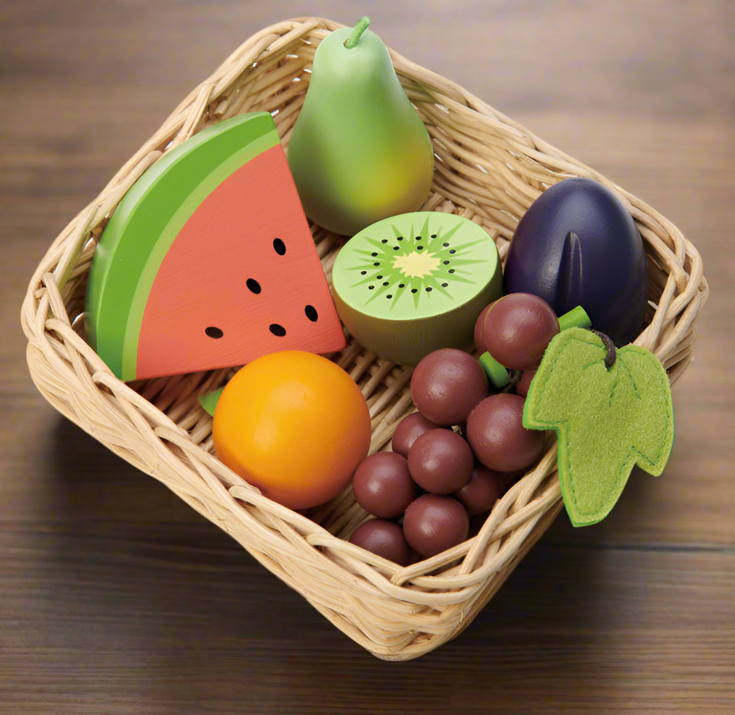 Wooden Fruit Basket - Tender Leaf Toys | Play Food Set