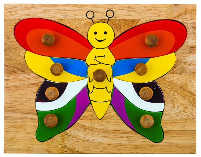 Wooden Butterfly Knob Puzzle - QToys | Wooden Toy NZ