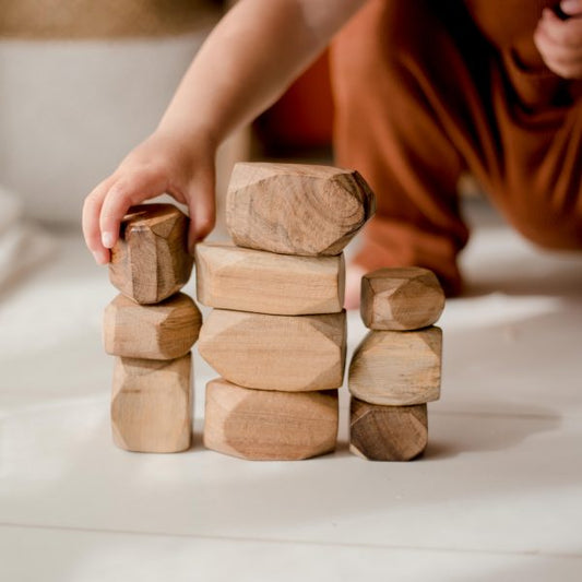 Natural Wooden Balancing Gems - QToys | Wooden Toy NZ