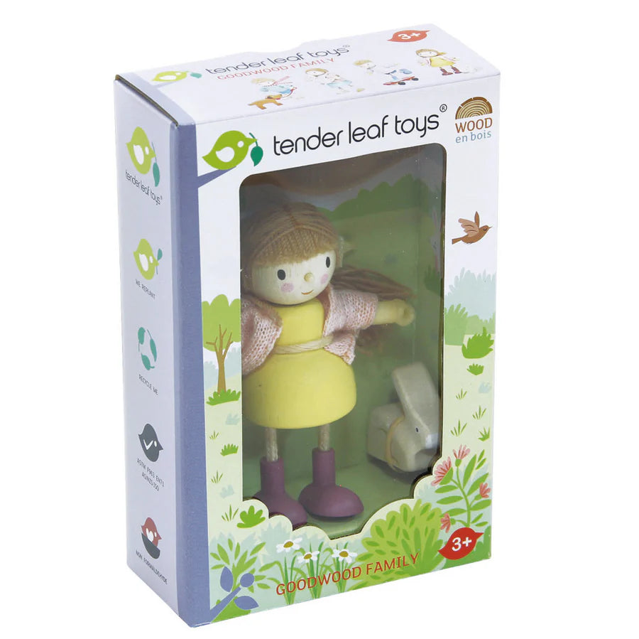 Amy and Rabbit Wooden Doll – Tender Leaf Toys | Wooden Doll NZ