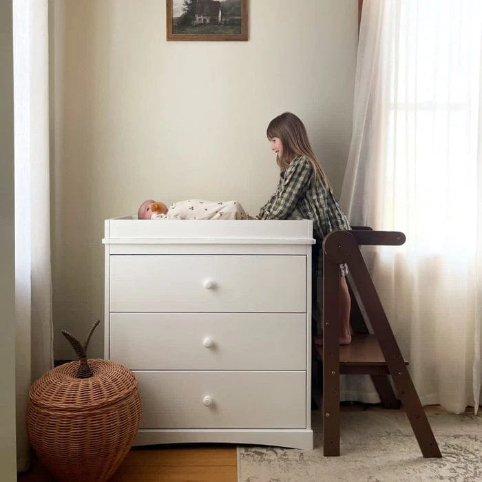 MILA Deluxe Folding Adjustable Learning Tower - Natural