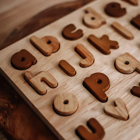Natural Wooden Lowercase Alphabet Puzzle – QToys
