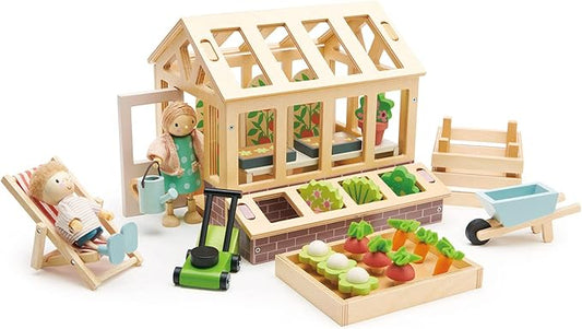 Wooden Greenhouse and Garden Set - Tender Leaf Toys | Wooden Toy NZ