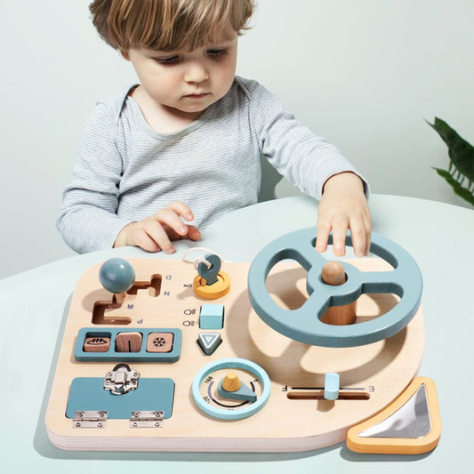 Wooden Car-Themed Busy Board