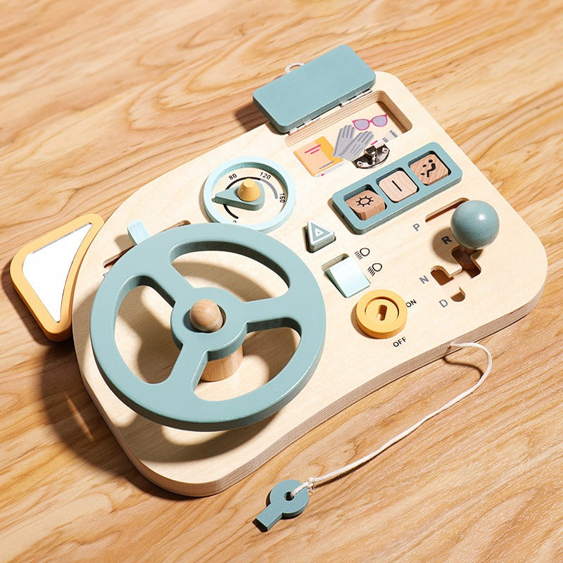 Wooden Car-Themed Busy Board