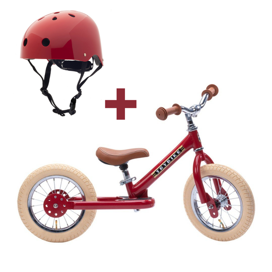 Red Vintage Trybike & Helmet Combo – Trybike + CoConuts | Balance Bike NZ