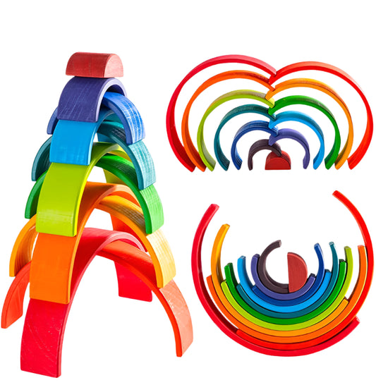 Wooden Rainbow Stacker LARGE - 12 piece