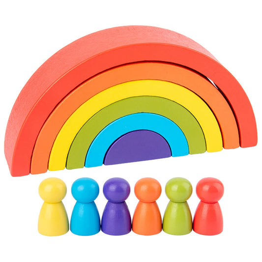 Wooden Rainbow Stack & Peg People Set