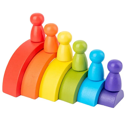 Wooden Rainbow Stack & Peg People Set