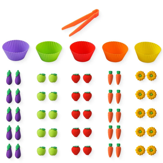 Silicone Tongs Colour Sorting Set
