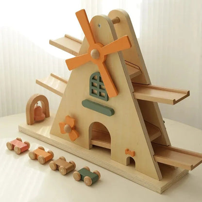 Wooden Windmill Gravity Car Track