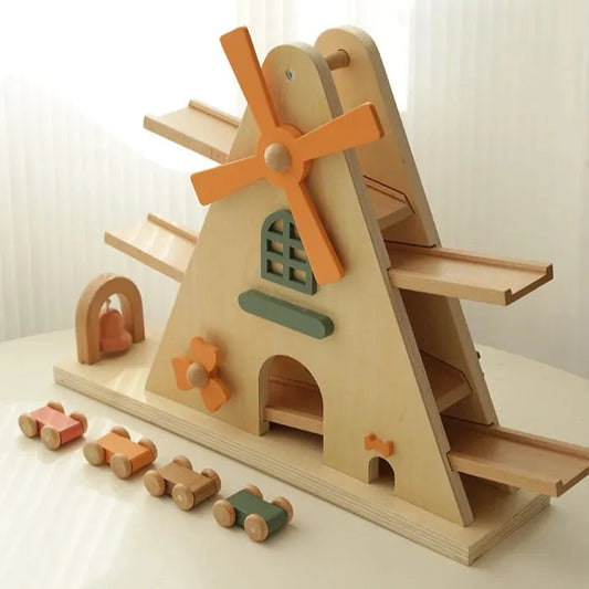Wooden Windmill Gravity Car Track