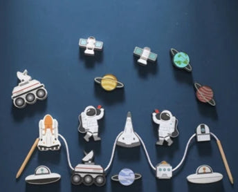 Space-Themed Wooden Balancing and Threading Set