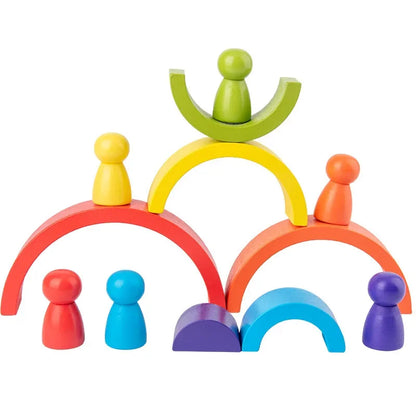 Wooden Rainbow Stack & Peg People Set