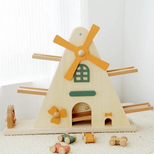 Wooden Windmill Gravity Car Track