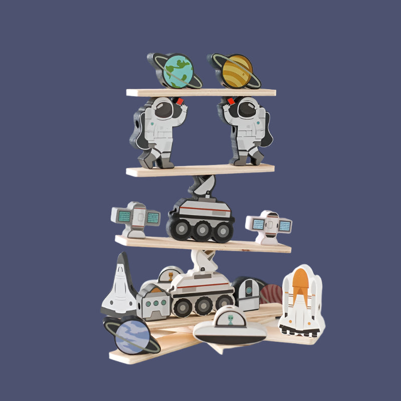 Space-Themed Wooden Balancing and Threading Set