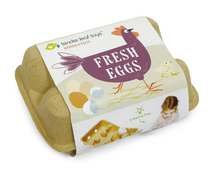 Wooden Eggs in Carton - Tender Leaf Toys | Play Food