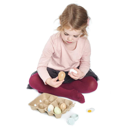 Wooden Eggs in Carton - Tender Leaf Toys | Play Food