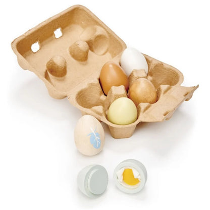 Wooden Eggs in Carton - Tender Leaf Toys | Play Food