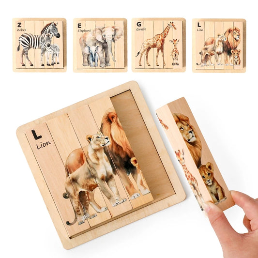 4-in-1 Wooden Animal Puzzle