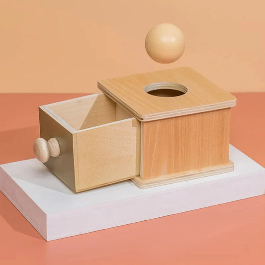 Montessori Object Permanence Box with Drawer and Ball