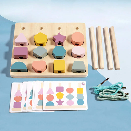 Wooden Shape Puzzle & Threading Set