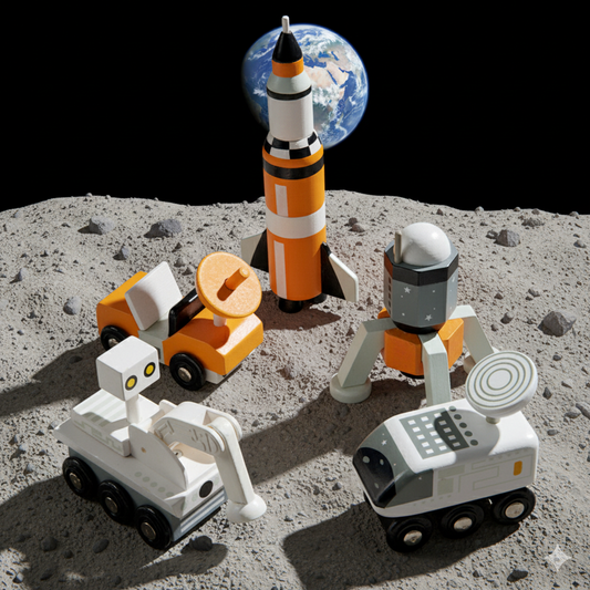 Wooden Space Voyager Vehicle Set - Tender Leaf Toys | Wooden Rocket NZ